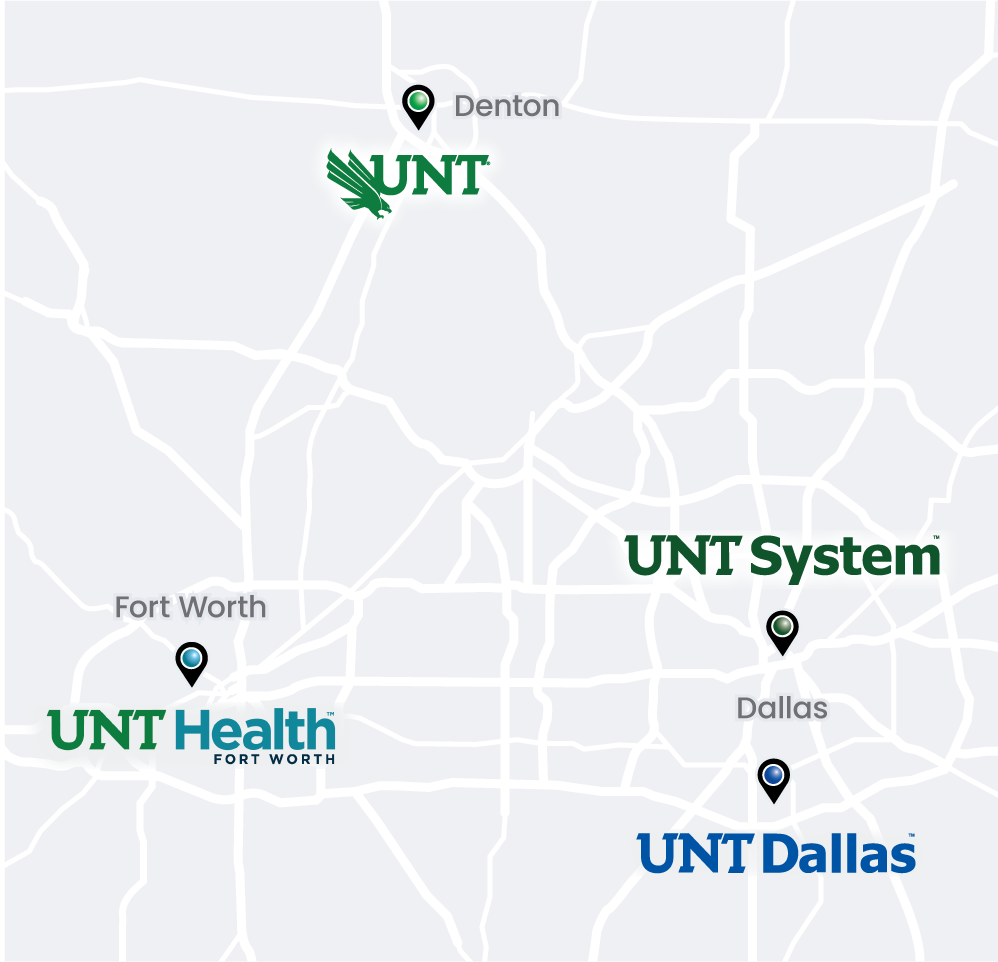UNT System Campus Locations DFW Map of UNT System Campus Locations
