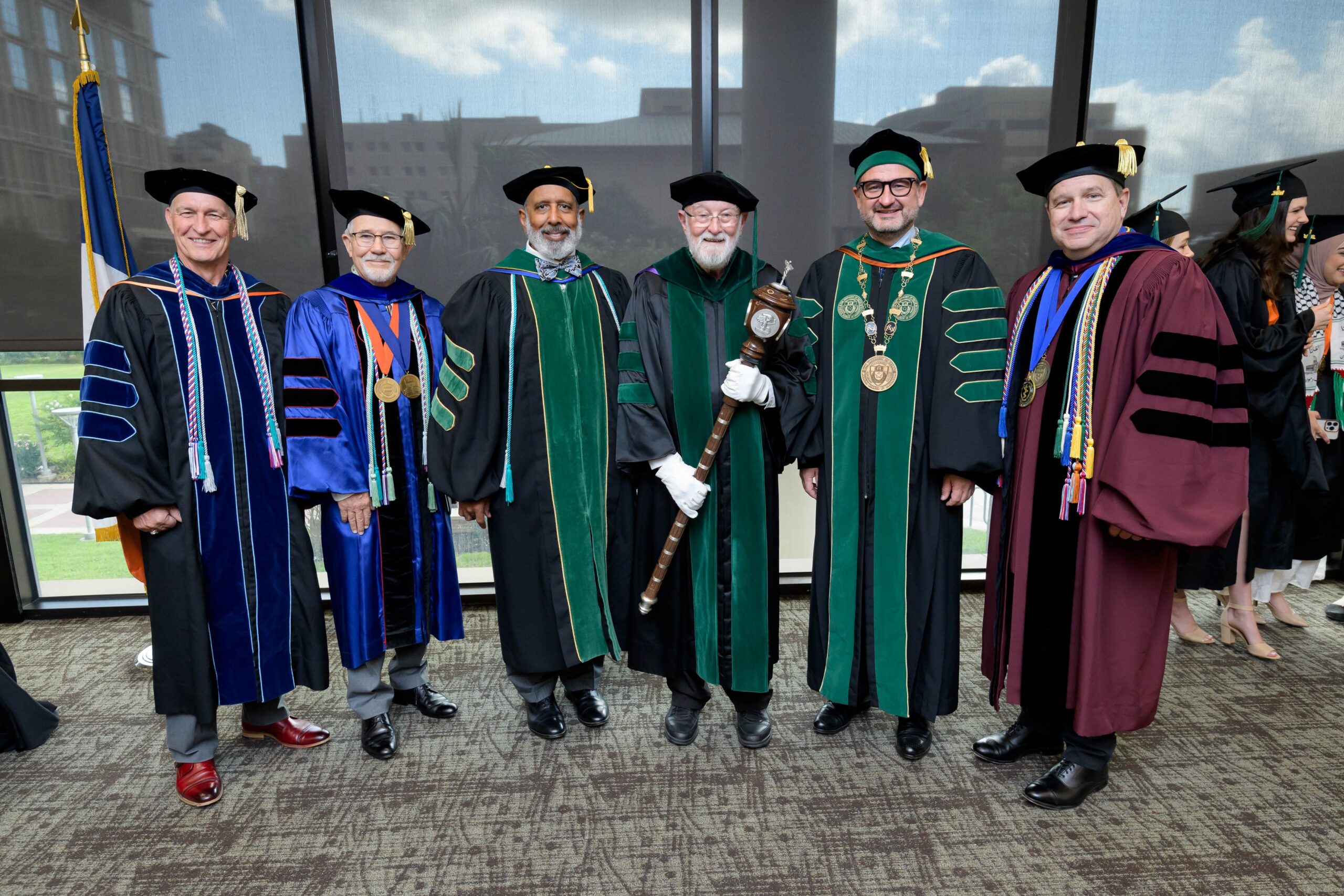 (Left to right) Dr. Robert Philpot Jr., Dr. Gene Jones, Dr. Charles Mouton, Dr. Robert Beach, Dr. Jochen Riser, Dr. Glenn Forister