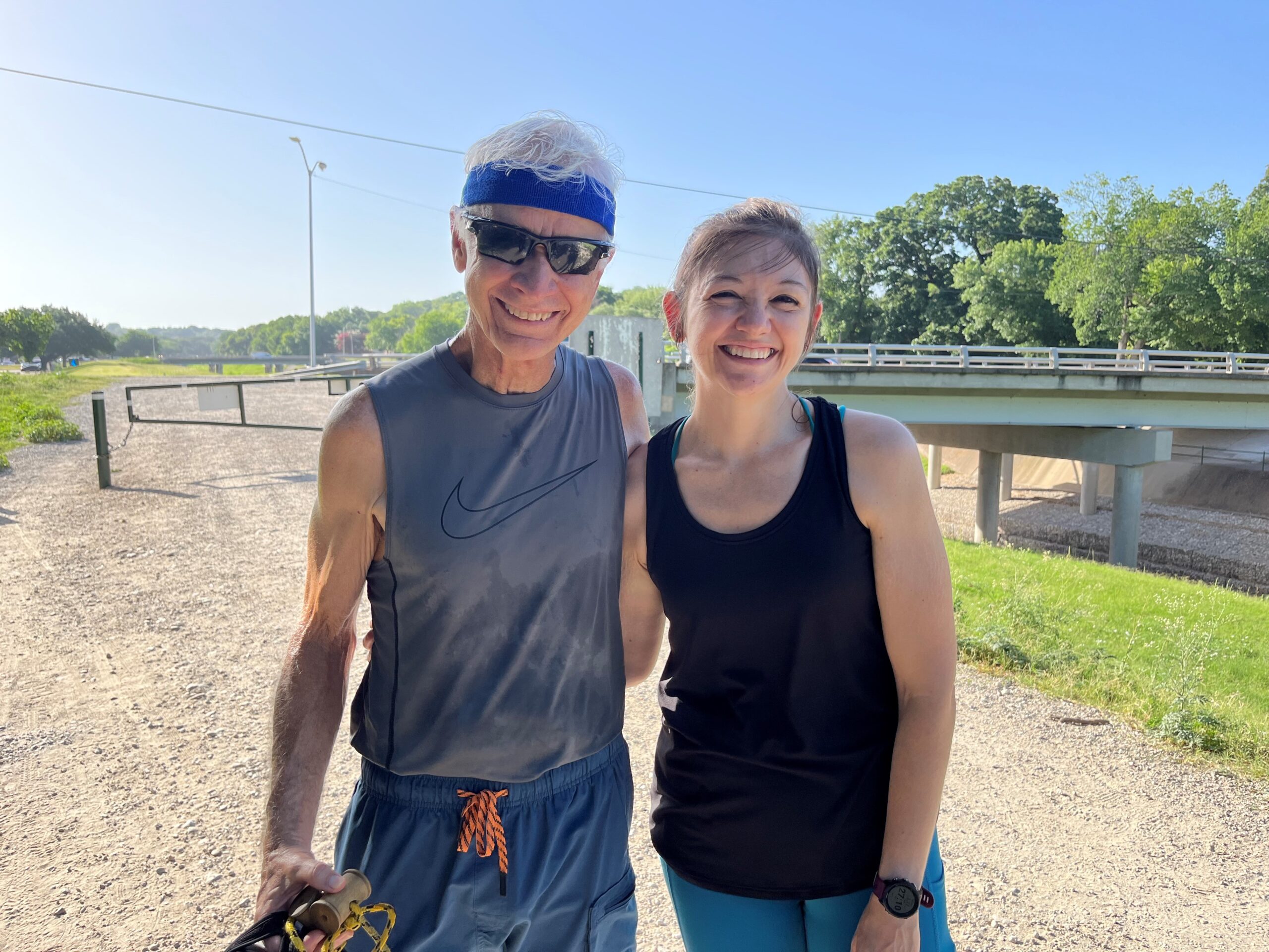 Lindsey and Scott together on the Trinity trail before a guided run.Golden was upfront with Lindsey in October of 2022 when he messaged her out of nowhere. He was coming to Fort Worth for a run, but he wanted her to meet his friend, who’s like a father figure to him.
