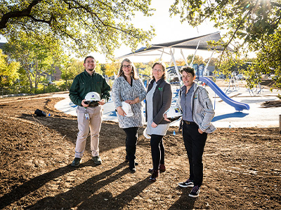 From left: Jose Marines, Lewisville City Manager Claire Powell, UNT assistant professor Lauren Fischer, and City of Lewisville Director of Parks and Recreation Stacie Anaya 