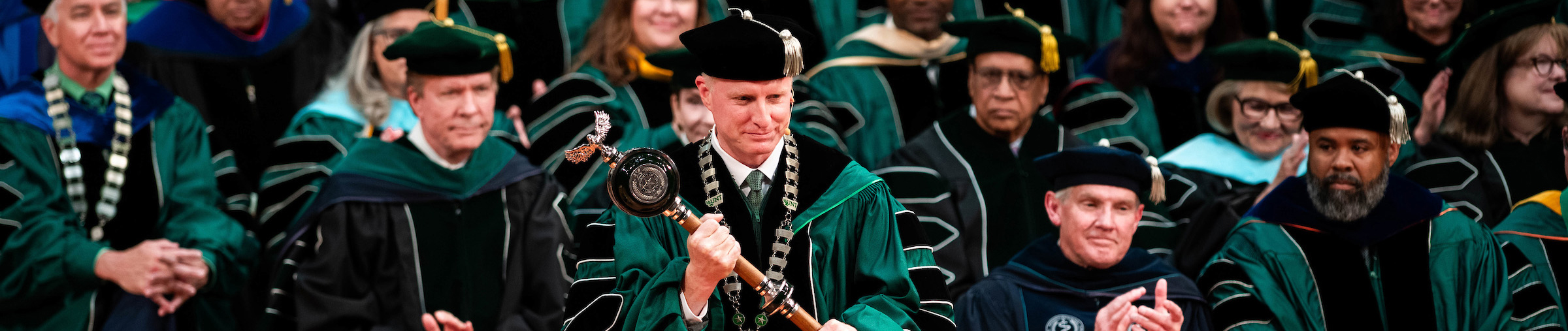 UNT president Harrison Keller at his investiture ceremony