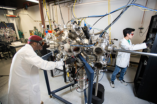 Students at UNT's Discovery Park work on semiconductor-related research