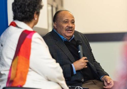 UNT Dallas's Prof. Cheryl Wattley with Martin Luther King III