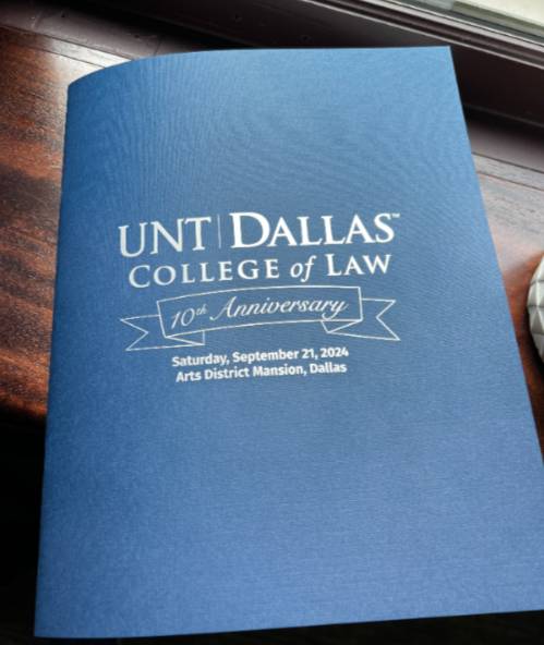 The Program Cover for UNT Dallas College of Law's 10th Anniversary Gala 