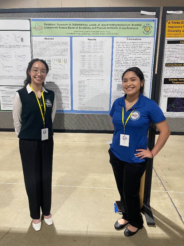 Juana Salas and Valerie Torres with their Research Poster about CTABs at NCUR in Long Beach, CA. 