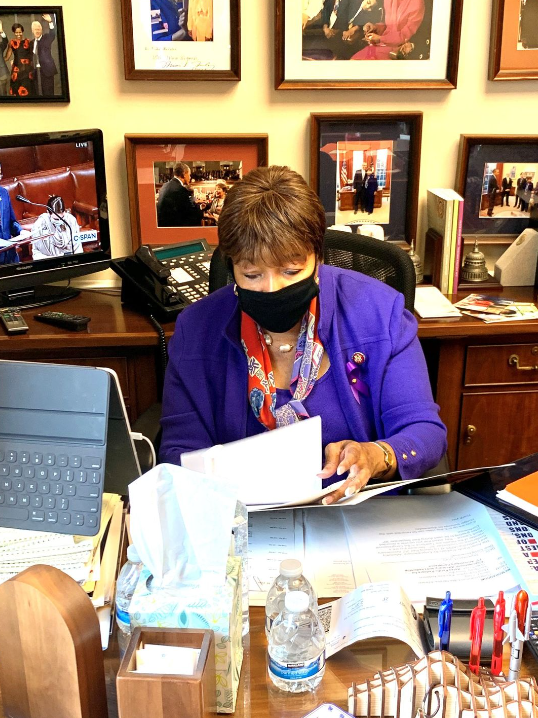 Congresswoman Eddie Bernice Johnson in her Capitol Hill Office in 2020